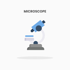 Microscope icon flat. Vector illustration on white background. Can used for web, app, digital product, presentation, UI and many more.