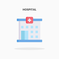 Hospital icon flat. Vector illustration on white background. Can used for web, app, digital product, presentation, UI and many more.