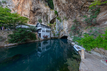 Dervish monastery or tekke at the Buna River spring in the town of Blagaj. Location: Blagaj, Mostar...