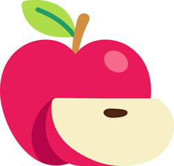 Apple with sliced cut colorful style