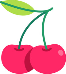 Cherry with leaf colorful style