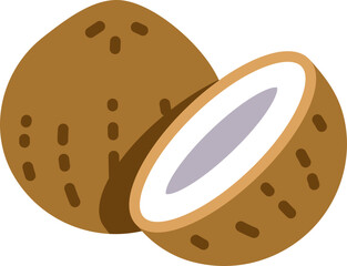 Coconut shell and half cut colorful style