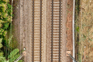 Railway tracks,  railroad, aerial photo view travel