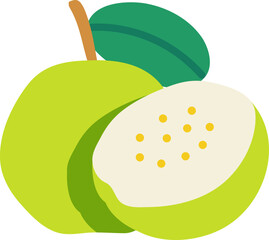 Guava with half cut colorful style