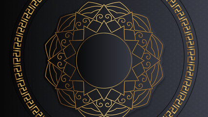 Ramadan Kareem background or invitations design paper cut islamic lanterns, stars and moon on gold and violet background. Vector illustration. Place for text.