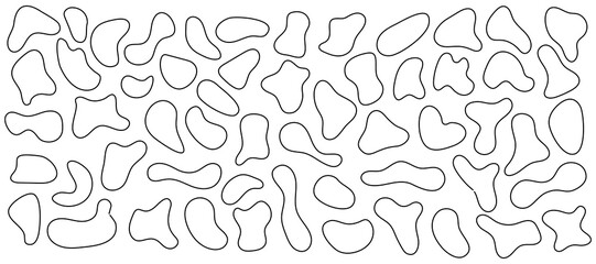 Uneven black contour spot of organic liquid on a white background. Vector illustration