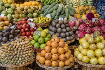 exotic fruit at covered market, Funchal, Madeira