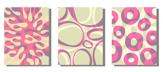 Obraz premium Set of aesthetic minimalist artistic abstract posters. Composition vintage circle, lines, drops. Vector illustration
