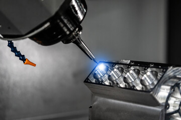 Metalworking, equipment, machining, industrial, technology, manufacturing concept. Automatic cnc...