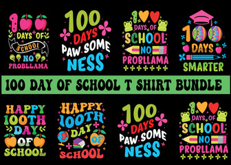 Fototapeta na wymiar 100 days of school t shirt bundle vector ,creative t shirt designs for 100 days of school