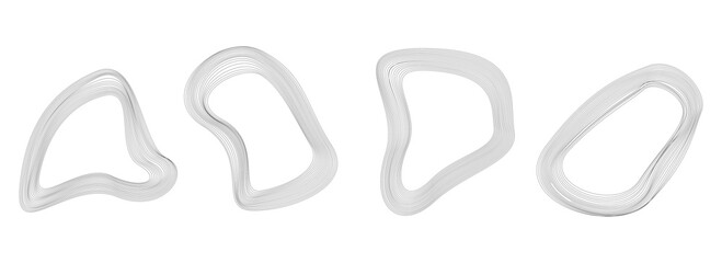 Set of abstract deformed circle banners. Distorted contour. Vector illustration