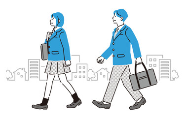 通学する高校生の男女