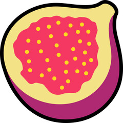 Figs half cut colorful with black stroke