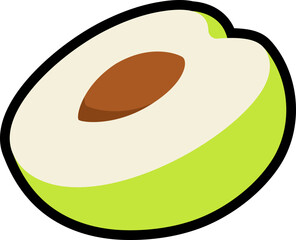 Jujube half cut colorful with black stroke
