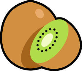 Fototapeta premium Kiwi with half cut colorful with black stroke