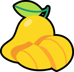 Mango with pleeled cut colorful with black stroke