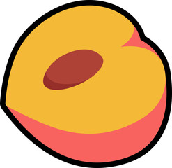 Peach half cut colorful with black stroke