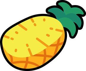 Pineapple half cut colorful with black stroke