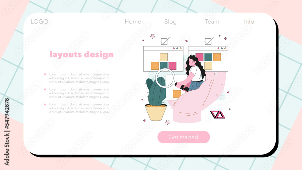 Poster website programming web banner or landing page. content management