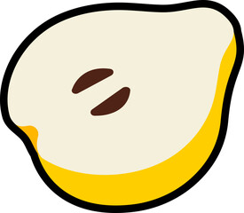 Quince half cut colorful with black stroke