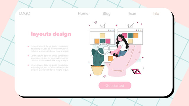 Website programming web banner or landing page. Content management