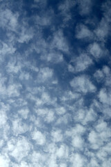 Autumn blue sky background covered with Cirrocumulus clouds.