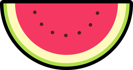 Watermelon sliced cut colorful with black stroke