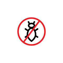 No bug icon design template vector isolated illustration