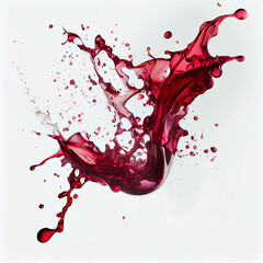 Splasehs of red wine into the glass against white background. Pour alcohol, winery concept.