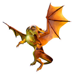 3D Rendering Fairy Tale Dragon on White