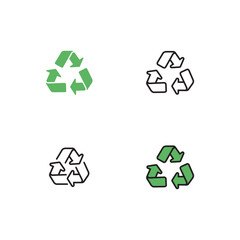 Recycle sign. Green and black symbols.