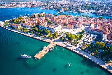 Fototapeta na wymiar City of Zadar historic center and waterfront aerial panoramic view