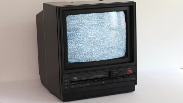 Retro Old 1985 CRT TV With VCR Combined In One Unit