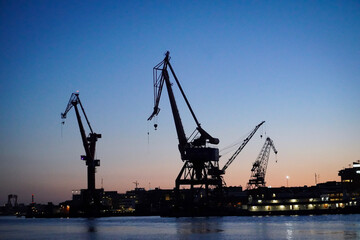 Fototapeta premium cranes in port