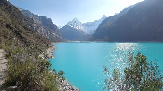 Laguna Paron  largest lake in the Cordillera Blanca, on the Peruvian Andes, huascaran national park Peru