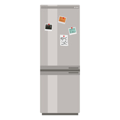 Vector illustration of a refrigerator on a white background. Home appliances concept. Kitchen appliance isolated icon.