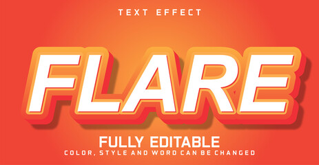 Editable text style effect. Flare text editable text effect