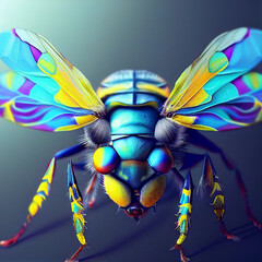macro of colorful and dangerous insect