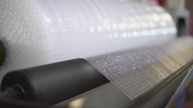 Function of the bubble wrap machine.Shockproof plastic production. commercial business
