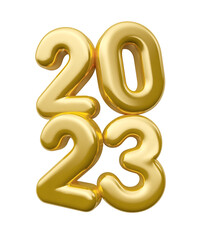 Number 2023 golden in 3d render illustration