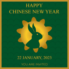 Happy chinese new year 2023 with rabbits, new year wish post, chinese new year background