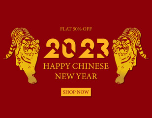 Happy chinese new year 2023, tiger year, website banner