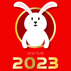 Happy chinese new year 2023 with rabbits, new year wish post, chinese new year background