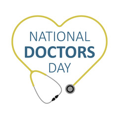 Fototapeta premium National doctors day. Heart shaped stethoscope with text. Template for poster, social media, banner, card