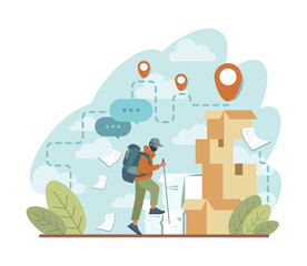 Multitasking concept. Effective and successful office worker doing many