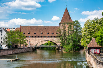 Fototapeta na wymiar View of the historical center of Nuremberg. Middle Franconia, Bavaria, Germany