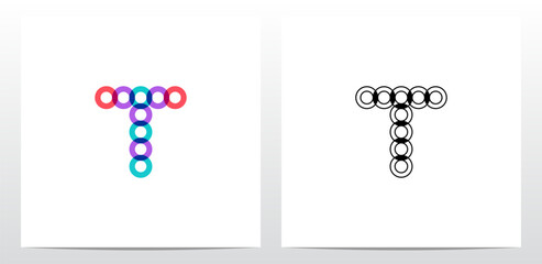 Donut Circle Overlay Letter Logo Design T