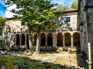 The romanesque gothic monastery of Santo Estevo de Ribas de Sil at Nogueira de Ramuin, Galicia in...