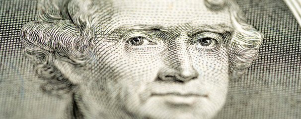 Thomas Jefferson closeup on the two dollar bill. Banner