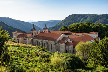 The romanesque gothic monastery of Santo Estevo de Ribas de Sil at Nogueira de Ramuin, Galicia in...